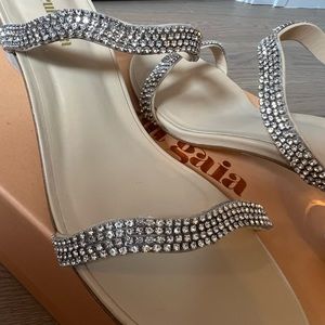 Cult Gaia Aubrey Embellished Leather And Acrylic Sandals New Women’s 8US